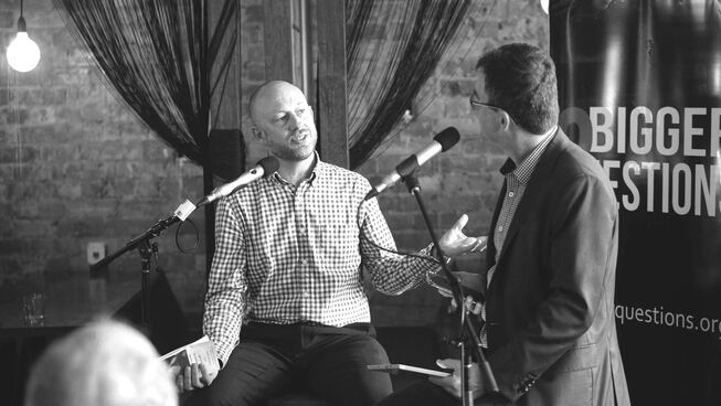 Photo of Rob Martin interviewing Andrew Laird